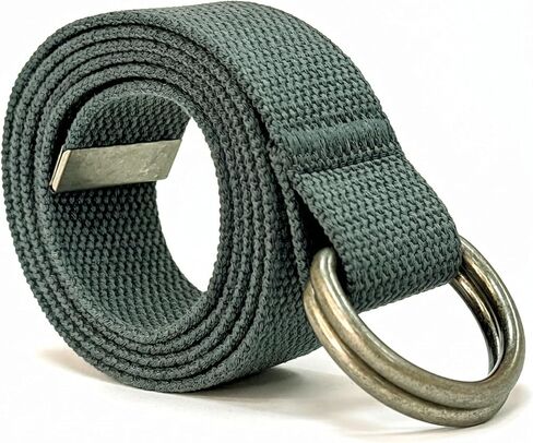 SUITUA Mens & Womens Canvas Belt with D-ring,Double Ring Belt,Solid Color,Extra Long (49") 1 1/2" Wide in Kuwait