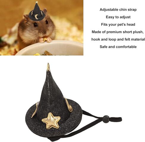 Hamster Hat, Mini Small Animals Hat Lizard Halloween Witch Hat with Adjustable Strap for Bearded Dragon Guinea Pig Hedgehog Chinchilla Ferret(Black) in Saudi Arabia
