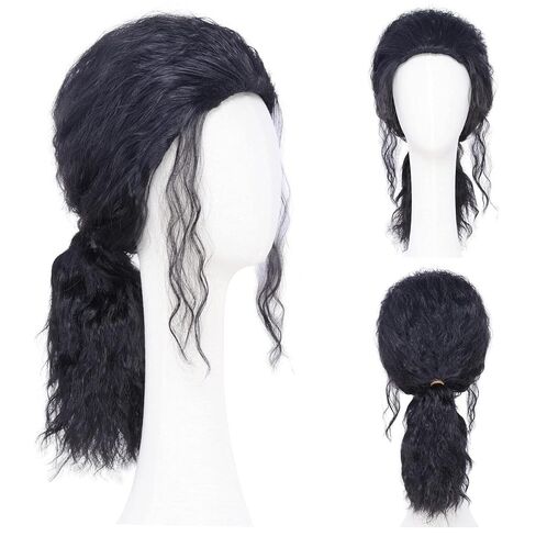 Tembol Men's Long Black Hair Wig - Rock the 70s and 80s with this Metal Rocker Costume Wig for Halloween and Cosplay in Saudi Arabia