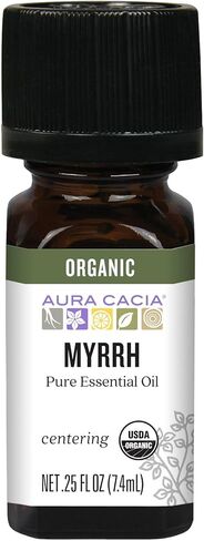 Aura Cacia 100% Pure Myrrh Essential Oil | Certified Organic, GC/MS Tested for Purity | 7.4 ml (0.25 fl. oz.) | Commiphora myrrha in Saudi Arabia