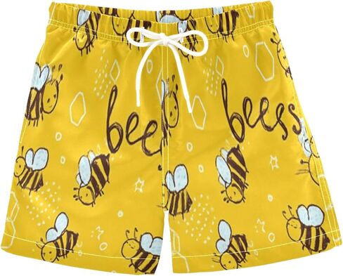 Bees Honeycombs Yellow Boys Swim Trunks Toddler Swim Board Shorts Quick Dry Little Boy Swimwear Bathing Suits in Saudi Arabia