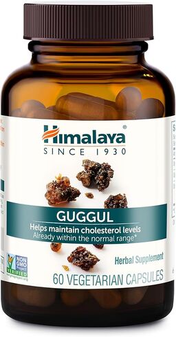 Himalaya Guggul Herbal Supplement, HDL & LDL Support, Liver Health, Liver Cleansing, Triglyceride Support, Bile Production, 720 mg, Non-GMO, Vegetarian, 60 Capsules, 1 Pack in Saudi Arabia