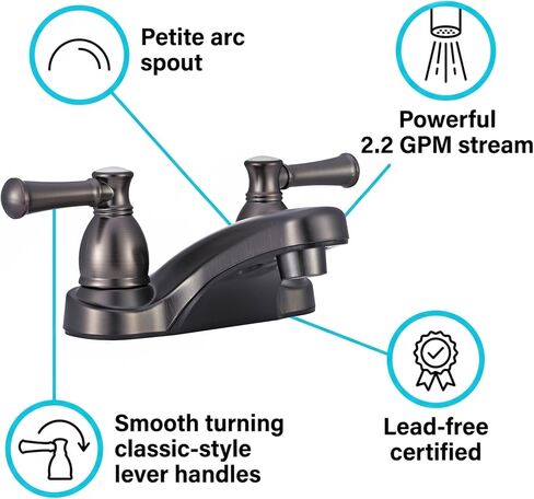 Dura Faucet DF-PL700L-SN RV Bathroom Faucet with Classical Hot and Cold Handles (Brushed Satin Nickel) in Saudi Arabia