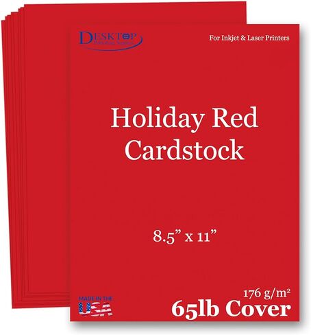 65lb Cover Cardstock Paper - 8.5 x 11 inch - 25 Sheets (Holiday Red) in Saudi Arabia