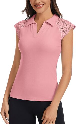 Soneven Womens Golf Tirts Shuffle Short Sleeve Polo Polo Terts Floral Moisture Wicking Tennis قمصان الجولف in Saudi Arabia