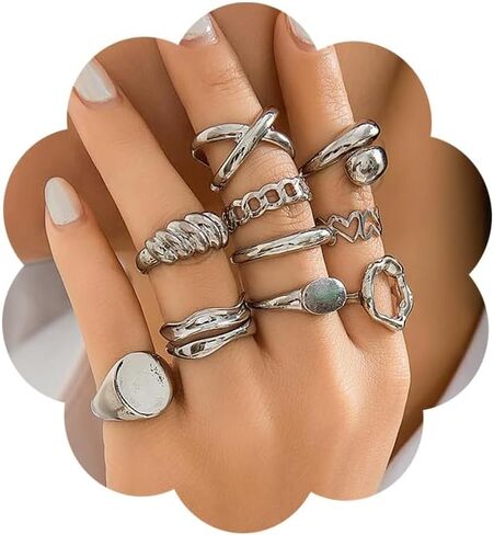 BEARJIA Chunky Gold Rings for Women Adjustable Silver Bold Thick Rings Gold Statement Rings Open Dome Ring Chunky Silver Rings for Women Minimalist Simple Rings in Saudi Arabia