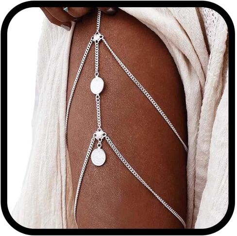 Layer Sexy Leg Body Chains Coin Thigh Chain Beach Body Jewelry for Women and Girls in Saudi Arabia