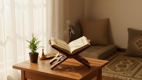 حامل عرض كتاب الصلاة الخشبي الجميل المصنوع يدويًا، حامل للكتب الدينية المقدسة، الكتاب المقدس، القرآن الكريم جيتا، مسند كتب قابل للطي، غرفة المعيشة التقليدية، ديكور المنزل (12 (طول) × 6 (عرض) بوصة) in Saudi Arabia