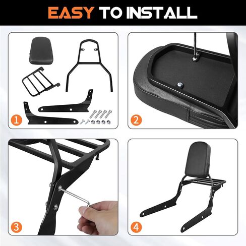 AUFER Detachable Backrest Sissy Bar And Luggage Rack With Backrest Pad Compatible With For Shadow Spirit 750 VT750C2 2007-2014 Shadow Phantom 750 VT750C2B 2010-2020 in Saudi Arabia