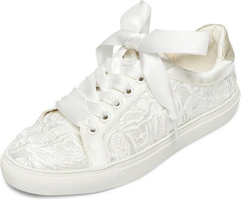 JIAJIA 8833 Wedding Shoes Bridal Sneakers Flats Bride Tennis Shoes Lace Sneakers in Saudi Arabia