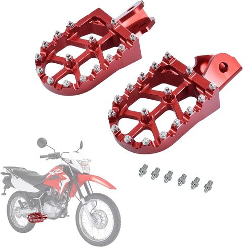 KZLM Dirt Bike Foot Pegs CNC Footpegs Foot Pedals Rests For CRF150F CRF230F 03-19 CRF250F 19-24 XR150L 15-24 HAWK 250 Motorbike motorcross（Red） in Saudi Arabia