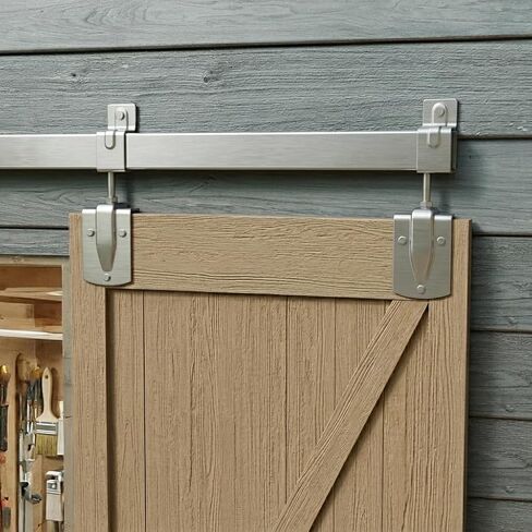 Jubest 6ft Box Rail Sair Outside Barn Door Hardware Kit ، نظام مسار باب الحظيرة الفضي الشاقة ، مجموعات أجهزة الباب (الباب غير المدرج) in Saudi Arabia