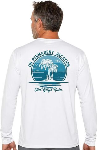 Old Guys Rule Men's UPF 50+ Sun Protection Long Sleeve Fishing Shirt, On Permanent Vacation - Fun Father's Day, Birthday Gift in Saudi Arabia