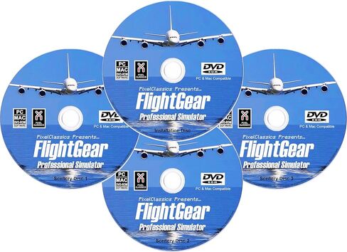 FlightGear Flight Simulator 2022 X Premium DELUXE Edition Flight Sim 5 Disc DVD CD Set متوافق مع Microsoft Windows 11 10 8.1 8 7 Vista PC & Mac OS | أكثر من 600 طائرة ومناظر طبيعية كاملة في جميع أنحاء العالم! in Kuwait