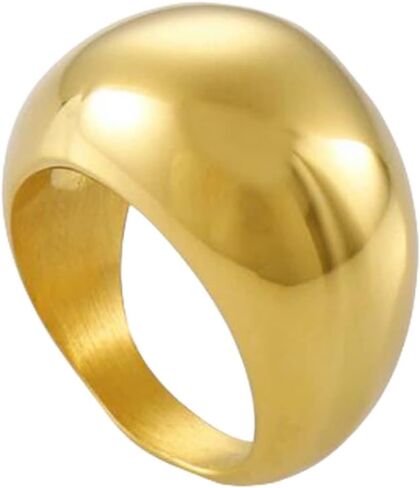 خاتم الخنصر من الفولاذ المقاوم للصدأ من Jude Jewellers بتصميم قبة سمين كلاسيكي بسيط وبسيط للزفاف in Kuwait