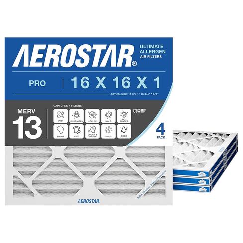 فلتر هواء مطوي موديل Aerostar 16x16x1 MERV 8 ، مرشح هواء فرن AC ، 4 عبوات (الحجم الفعلي: 15 3/4 بوصة × 15 3/4 بوصة × 3/4 بوصة) in Saudi Arabia