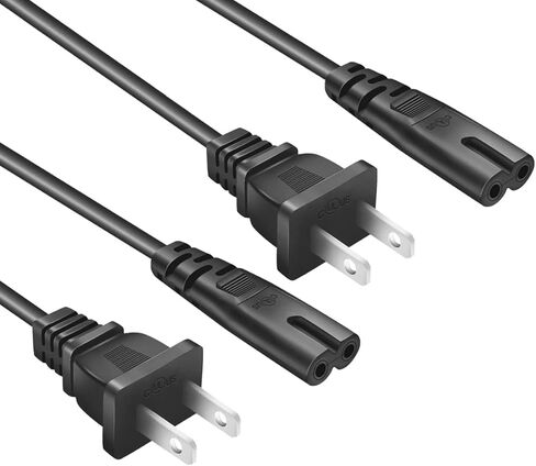 سلك طاقة تيار متردد بطول 10 أقدام لجهاز Samsung LG TCL Roku Insignia Toshiba Hisense LED LCD TV شاشة ذكية، Xbox One-S X، وحدة تحكم PS5 PS4 رفيعة، كابل جداري بفتحتين in Kuwait