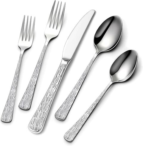 60 Piece Silverware Set For 12, Stainless Steel Flatware/Tableware Set Include Spoons/Forks/Knives, Yoehka Mirror Polished Cutlery Set For Home Kitchen Restaurant Hotel, Durable,Dishwasher Safe in Kuwait
