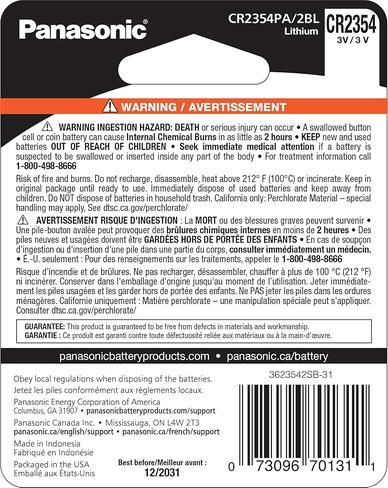 PANASONIC CR2354 Battery 3V 1pcs in Saudi Arabia
