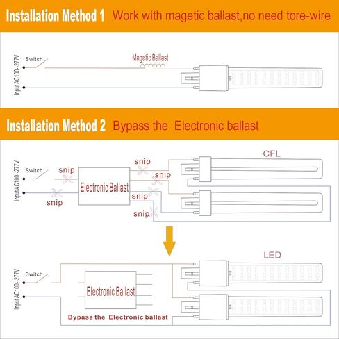 G23 LED Light Bulb 6W Replacement 13W CFL LED Stick PL Bulb G23-2 Pin Base, 3 Color Selectable 3000K/4200K/6000K 360° Beam Angle, Driven by 100-277V and CFL Ballast, 2 Pack (G23 6W, 3 Color) in Saudi Arabia