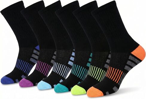 Tipi Toe Women's 6-Pack Athletic Hiking Arch Support Socks - Thick Cushion, Breathable for Running & Sports Activities in Kuwait