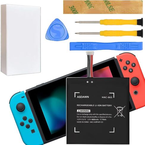 ASDAWN HAC-003 Battery Replacement for Nintendo Switch 2017 Game Console Handhold HAC-001 Internal, Battery for Nintendo Switch 4310mAh HAC-A-BPHAT-CO HAC-S-JP/EU-CO with Tool Kit in Saudi Arabia