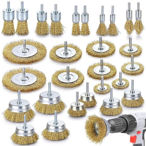 Wire Brush for Drill - 28 PCS Brass Wire Wheel Set, Drill Wire Brush for Drill 1/4" Drill Shan , Die Grinder Accessories for Rust Removal, Paint, Abrasive, Drill Attachments in Saudi Arabia