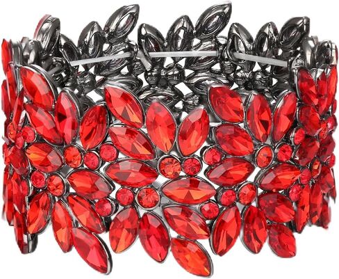 EVER FAITH Wedding Elastic Stretch Bracelet Art Deco Vintage Round Marquise-shaped Crystal Wrist Jewelry for Party Prom in Saudi Arabia
