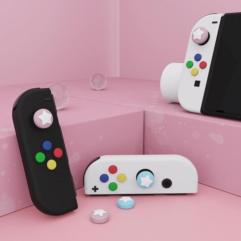 قبعات قبضة الإبهام ذات تصميم نجمة PlayVital المتطرفة، قبعات عصا التحكم باللون الأخضر النعناعي والبنفسجي الفاتح لنينتندو سويتش لايت، غطاء تناظري من السيليكون مقابض عصا التحكم لمفتاح OLED Joycon in Kuwait
