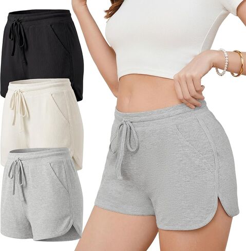 HEARTNICE 3-Pack Women's Soft Lounge Pajama Shorts, Casual Sleepwear for Yoga Gym Running Sleep in Kuwait
