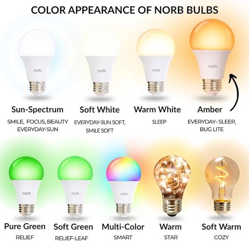 Norb Bug Lite-مصباح LED الذي يخفف من الأخطاء ، ضوء العنبر في الهواء الطلق المضاد للبوت في الهواء الطلق للفناء ، الشرفة والتخييم ، قاعدة E26 ، A19 ، 9W ، التكنولوجيا المفيدة للطاقة ، من التقنية المتفوقة من الحشرات ، خالية من الأخطاء (4 حزمة) in Saudi Arabia