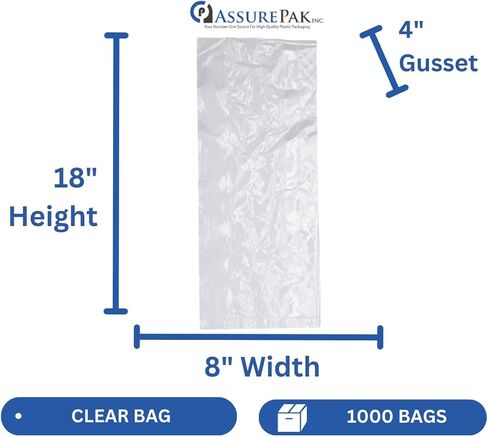 Clear (Natural Color) LDPE Poly Vented Bags (With Venting Holes) - 8"x4"x18" - 1000 Bags - 0.90 mil - Clear in Kuwait