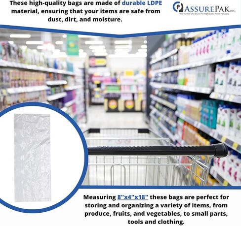 Clear (Natural Color) LDPE Poly Vented Bags (With Venting Holes) - 8"x4"x18" - 1000 Bags - 0.90 mil - Clear in Kuwait
