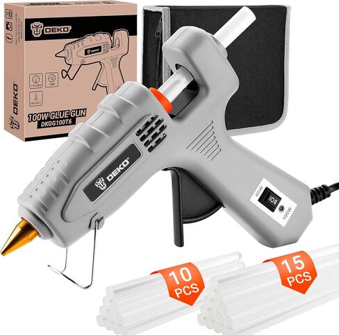 بندقية الغراء الساخنة الحجم الكامل: Dekopro 60/100watt Dual Temp Hot Glue Gun Kit مع 25 عصا غراء ، حالة تخزين تنظيم ، أداة مدفعة لصق الحرارة الثقيلة لإصلاح المنزل والفنون ، DIY in Saudi Arabia
