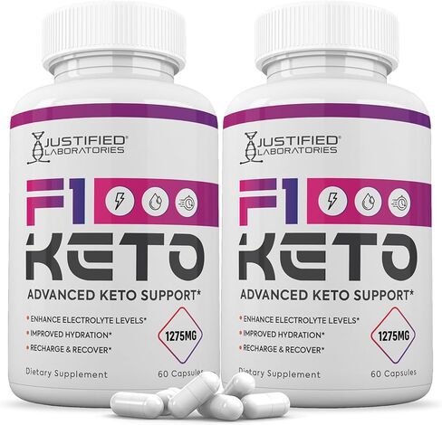 (2 Pack) F1 Keto Pills 1275MG New & Improved Formula Contains Apple Cider Vinegar Extra Virgin Olive Oil Powder Green Tea Leaf 120 Capsules in Saudi Arabia