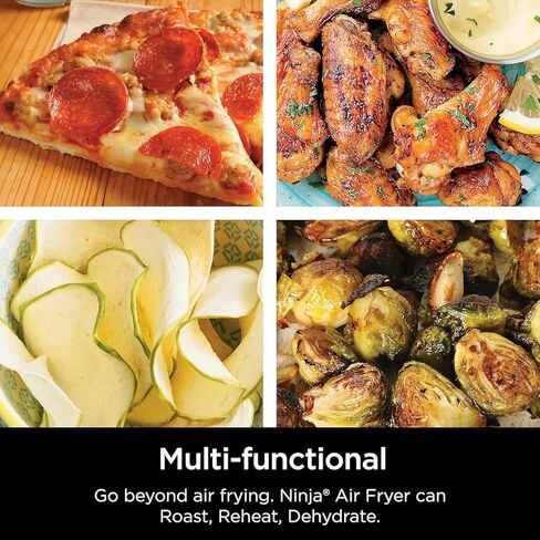 Ninja Air Fryer, 1550-Watt Programmable Base for Air Frying, Roasting, Reheating & Dehydrating with 4-Quart Ceramic Coated Basket (AF101), Black/Gray (Renewed) in Saudi Arabia