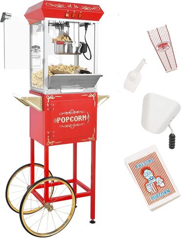 آلة الفشار كريم الأساس 639140OGQ من Great Northern Popcorn مع عربة، 8 أونصة، أسود in Kuwait