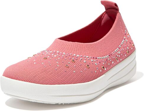 حذاء باليه نسائي من FitFlop، حذاء باليه مسطح من الكريستال المتدرج من Uberknit in Saudi Arabia