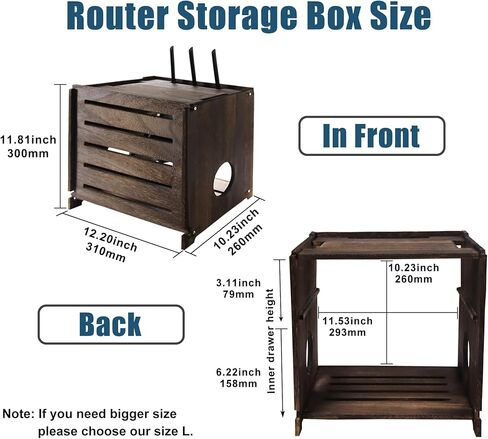 Wooden Router Storage Box Large with Cable Management, Modern Router Shelf, Projector Stand, Easy Assembly, WiFi Router Hider for Home and Office in Saudi Arabia