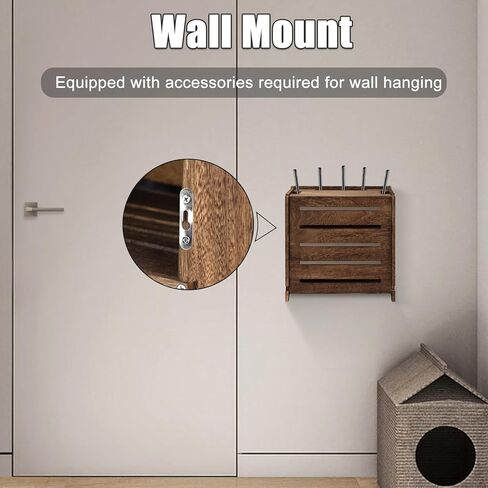 Wooden Router Storage Box Large with Cable Management, Modern Router Shelf, Projector Stand, Easy Assembly, WiFi Router Hider for Home and Office in Saudi Arabia