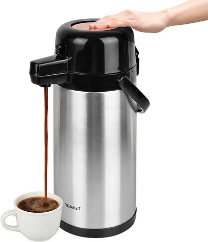 TOMAKEIT Airpot Coffee Carafe Thermal 3L(102 Oz) Insulated Stainless Steel Large Beverage Dispenser Lever Action For Hot/Cold Water in Kuwait