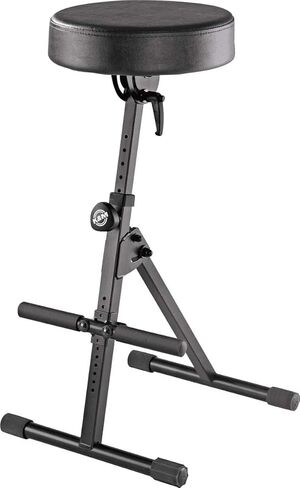 K&M - Konig & Meyer 14060.000.55 Performance Pneumatic Stool - Easily Adjust Cushioned Round Seat and Footrest - Professional Grade for all Musicians - German Made - Black Imitation Leather in Saudi Arabia