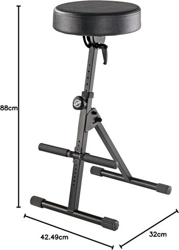 K&M - Konig & Meyer 14060.000.55 Performance Pneumatic Stool - Easily Adjust Cushioned Round Seat and Footrest - Professional Grade for all Musicians - German Made - Black Imitation Leather in Saudi Arabia