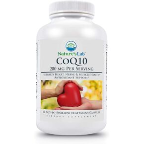 Nature's Lab CoQ10 200mg Nutritional Supplement - Supports Heart, Nerve & Muscle Health* - 60 Count (2 Month Supply)