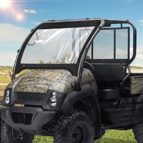 Kemimoto UTV Windshield Compatible with Kawasaki Mule 600 Mule 610 4x4 XC SE 2005-2016 Clear Fold Up Window UTV Full Front Windshield Accessories
