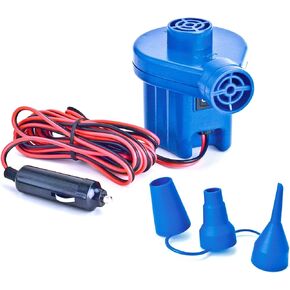 Swimline 19150 12 Volt Electric Air Pump w/ 3 Nozzle Adapters & Separate Inflate & Deflate Nozzles for Pool, Boat, Camping, and Summer Inflatables