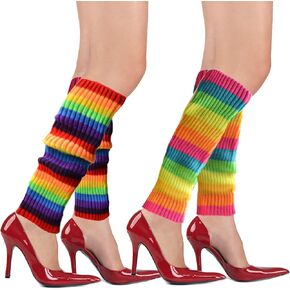 80s Women Knitted Leg Warmer Set, Ribbed Leg Warmer Boot Cover for Workout and 80s Eighty's Party