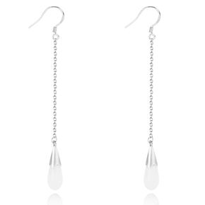 GLLBTPT Natural Opal Linear earrings in Sterling Silver,Gold Droplet Chain Dangle Earrings for Women,Long Dangle Drop Earrings for Women Teen Girls