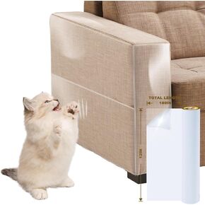 Cat Scratch Furniture Protector, 180"x12" Cat Couch Protector, NO PINS Hurt Anti Cat Scratching Deterren Protectors, Thicken Clear Furniture Protectors from Cat