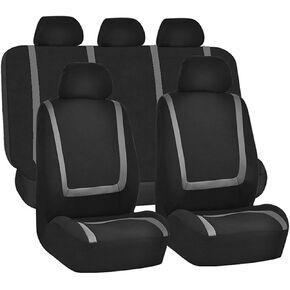 BELOMI Car Seat Covers Full Set, Breathable Premium Cloth Auto Seat Cover, Universal Front and Rear Seat Covers, Automotive Interior Accessories for Most Cars Trucks SUV (Blue)